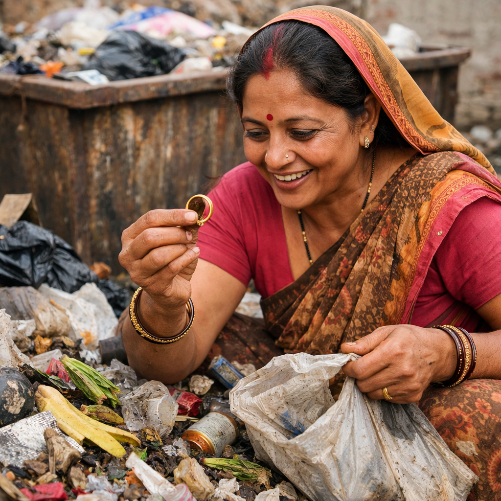 5 टन कचरा अन् हरवलेली अंगठी; वाघोलीत कचरावेचक महिलेने कंटेनरमध्ये उतरून शोधली दिली सोन्याची अंगठी