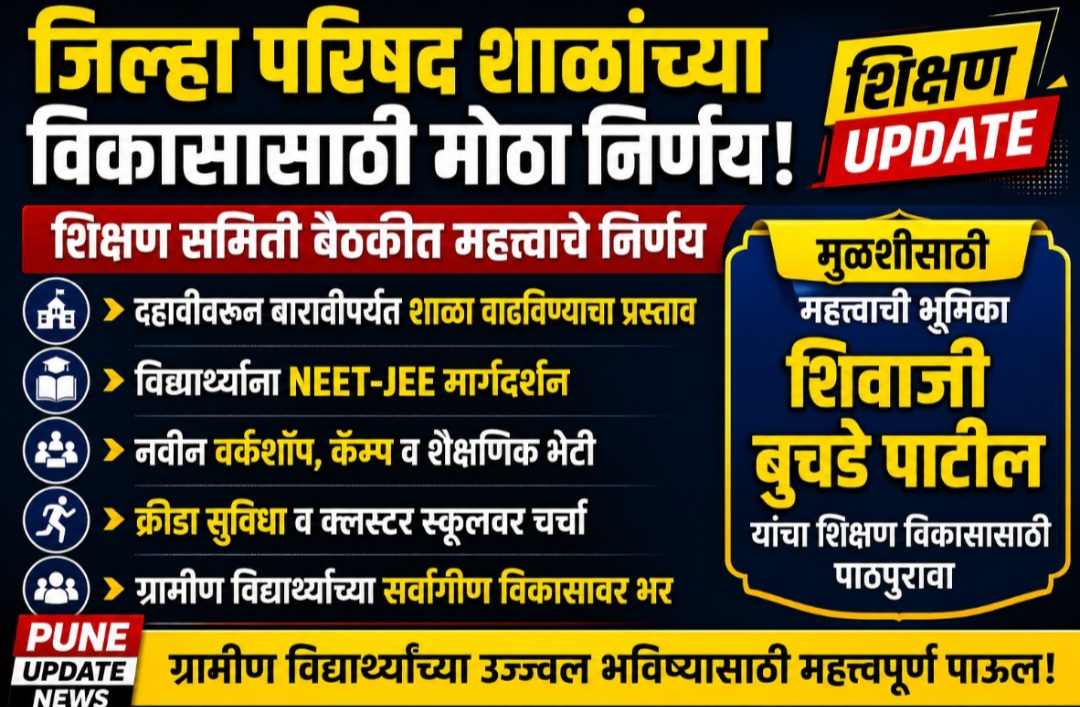 Pune zp junior college : पुणे जिल्हा परिषद उच्च माध्यमिक शाळा सुरू करणार – भाजपचे गटनेते शिवाजी बुचडे!